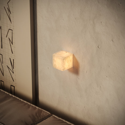 Fiamma Alabaster Wall Sconce Cube Light 100mm