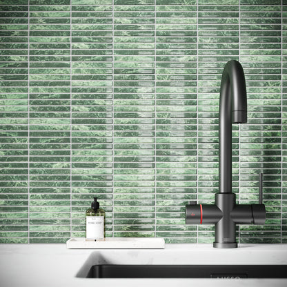 Stick Mosaic Verde Green Marble Glazed Porcelain Wall Tile 282 x 294mm