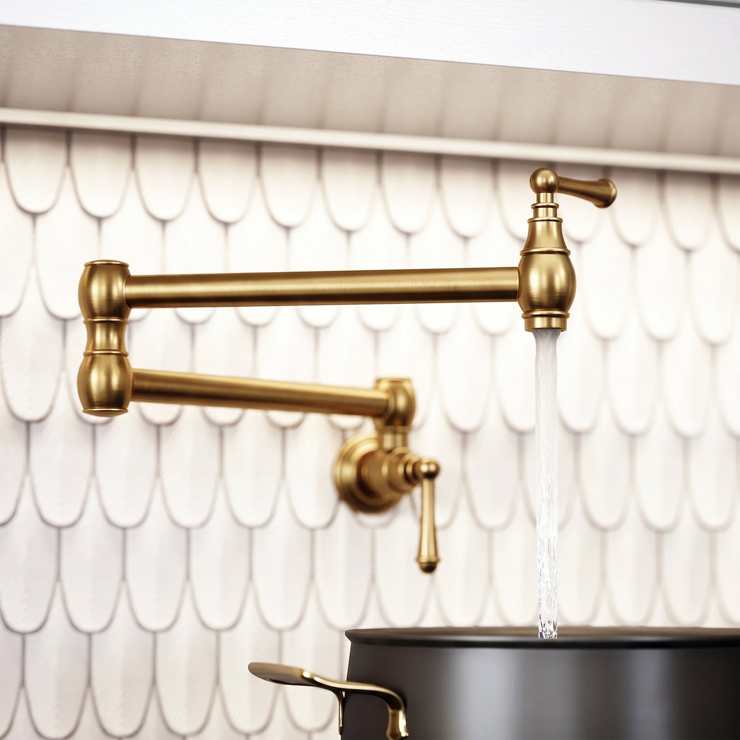 Kempton Traditional Kitchen Pot Filler Tap Brushed Gold