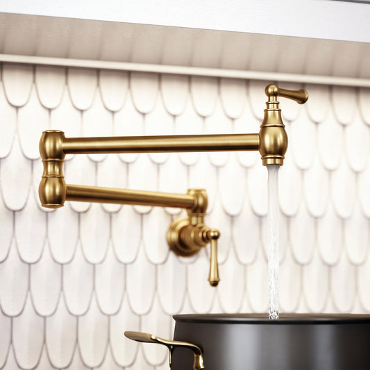 Kempton Traditional Kitchen Pot Filler Tap Brushed Gold