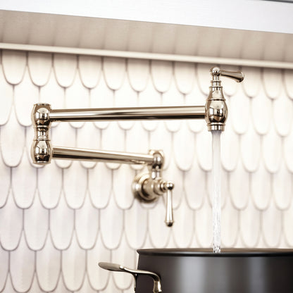 Kempton Traditional Kitchen Pot Filler Tap Polished Nickel
