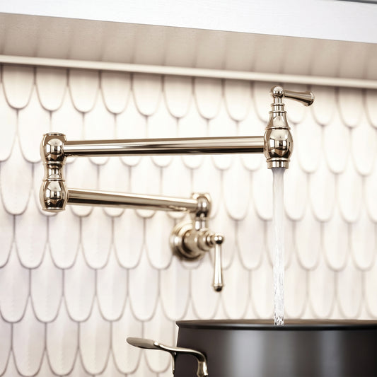 Kempton Traditional Kitchen Pot Filler Tap Polished Nickel