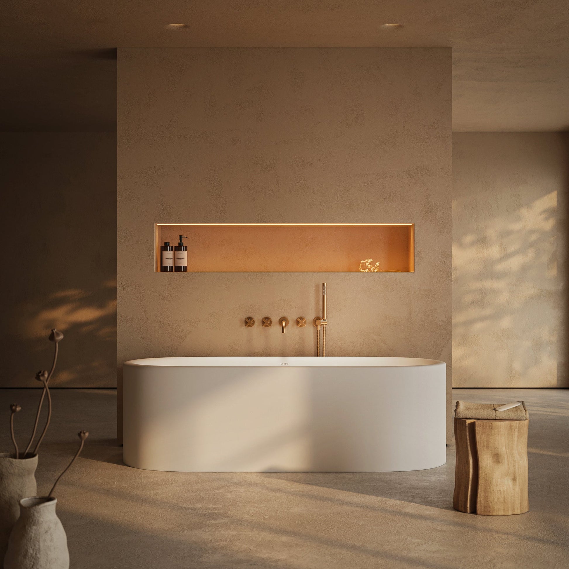 Lusso Light Ravenna AirWave Polished White Freestanding Air Spa Bath 1700mm