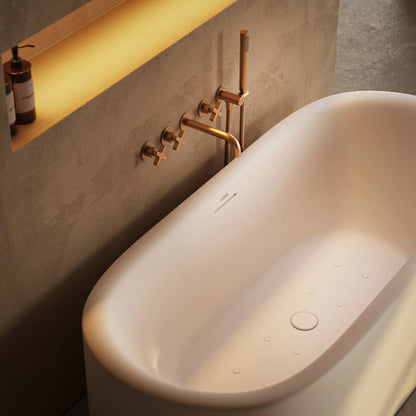 Lusso Light Ravenna AirWave Polished White Freestanding Air Spa Bath 1700mm