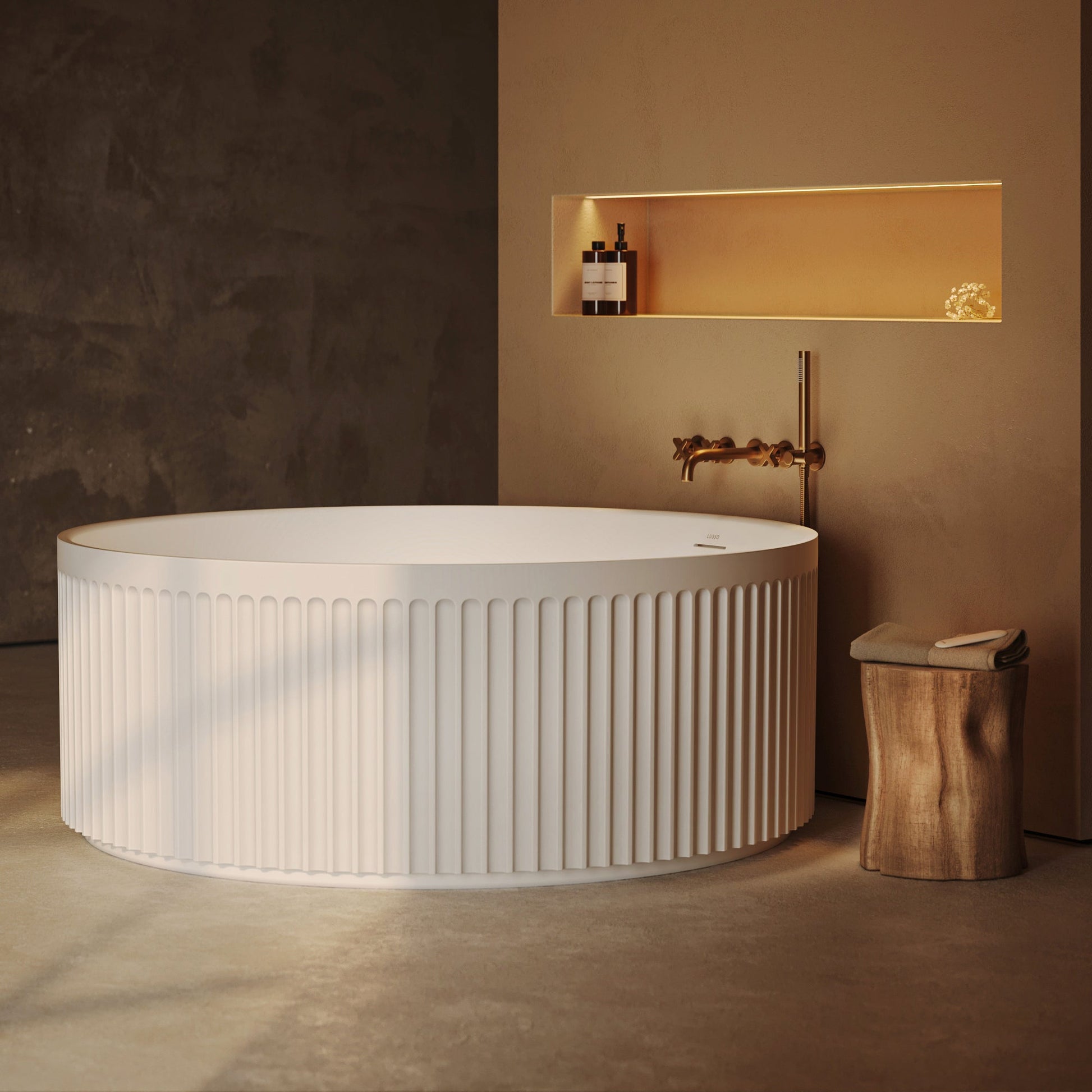 Lusso Light Jadore AirWave Round White Freestanding Bath 1500mm