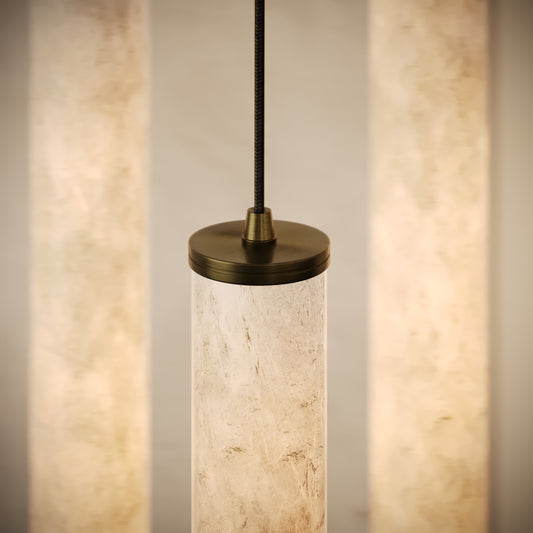 Luminosa Alabaster LED Pendant Light Burnished Brass 400mm