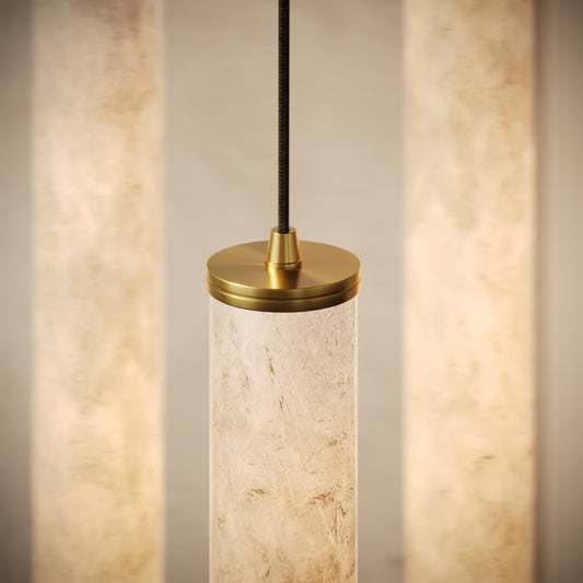 Luminosa Alabaster LED Pendant Light Brushed Gold 400mm