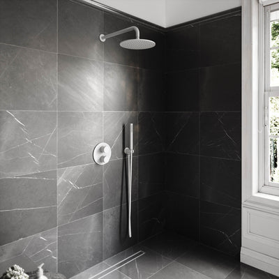 Luxe Silk Matte White Thermostatic Shower with Handheld Shower