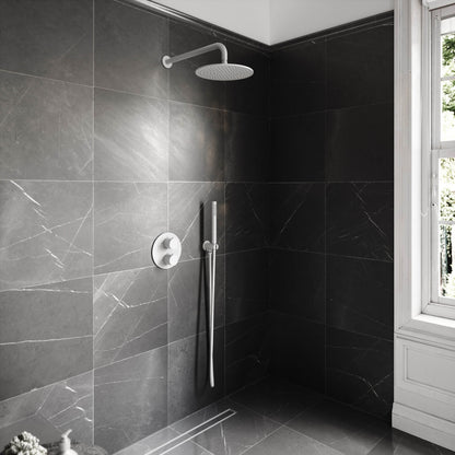 Luxe Silk Matte White Thermostatic Shower with Handheld Shower