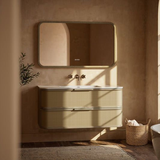 La Maison White Oak Rattan Wall Hung Vanity Unit 1200mm