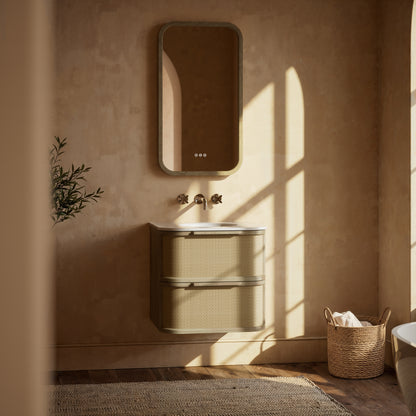 La Maison White Oak Rattan Wall Hung Vanity Unit 600mm