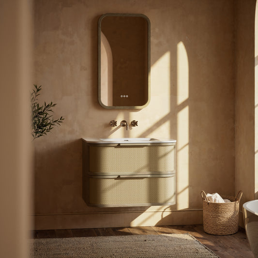 La Maison White Oak Rattan Wall Hung Vanity Unit 800mm