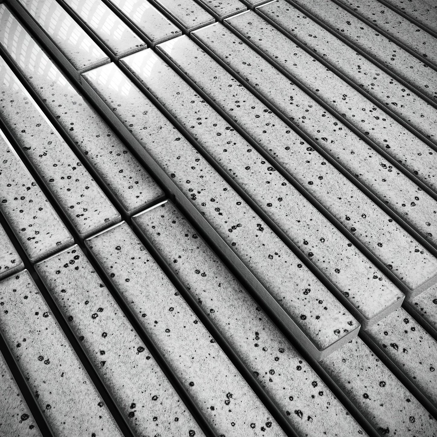 Linear Ash Cloud Grey Glazed Porcelain Mosaic Tile Sample