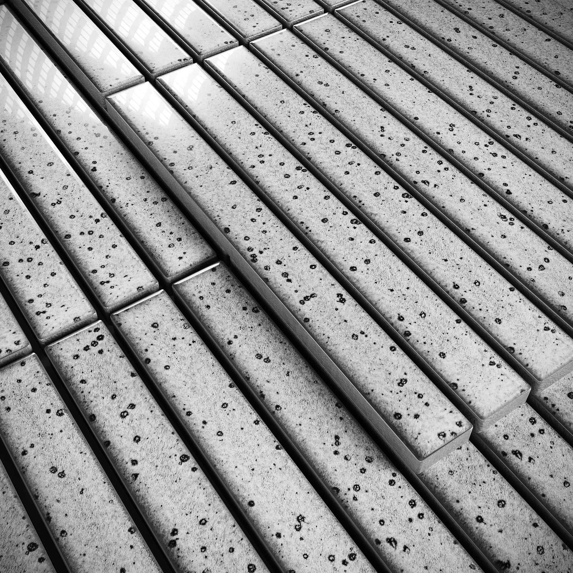 Linear Ash Cloud Grey Glazed Porcelain Mosaic Tile Sample