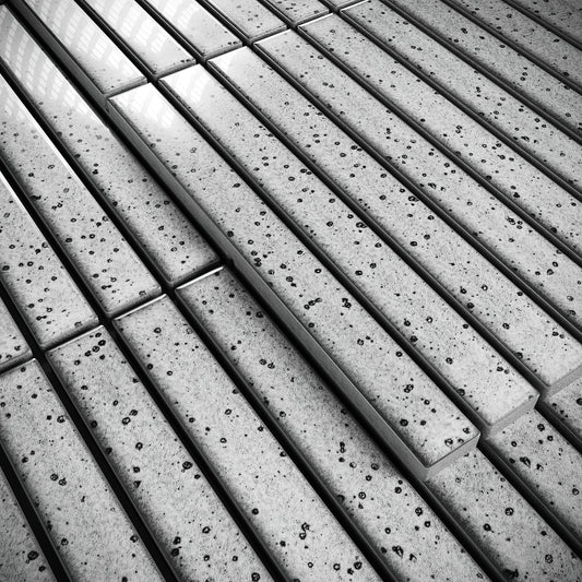 Linear Ash Cloud Grey Glazed Porcelain Mosaic Tile Sample