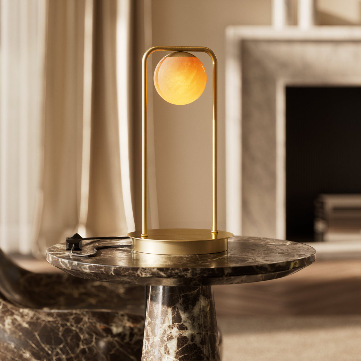 Amelie Alabaster & Brushed Gold Table Lamp
