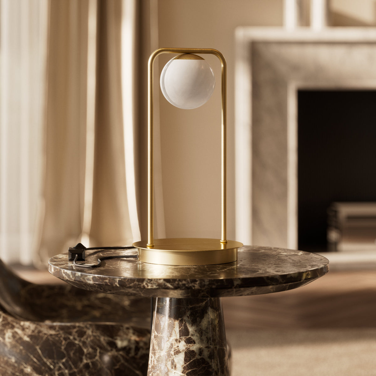 Amelie Alabaster & Brushed Gold Table Lamp