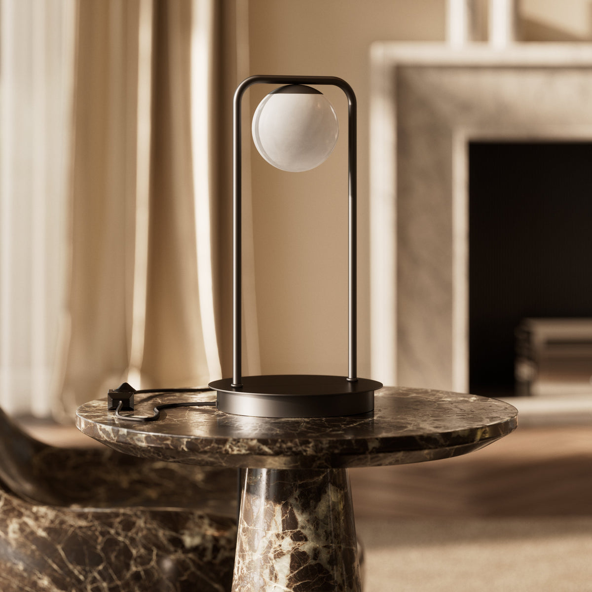 Amelie Alabaster & Deep Bronze Table Lamp