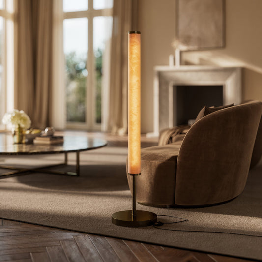 Chloe Alabaster & Burnished Brass LED Floor Lamp
