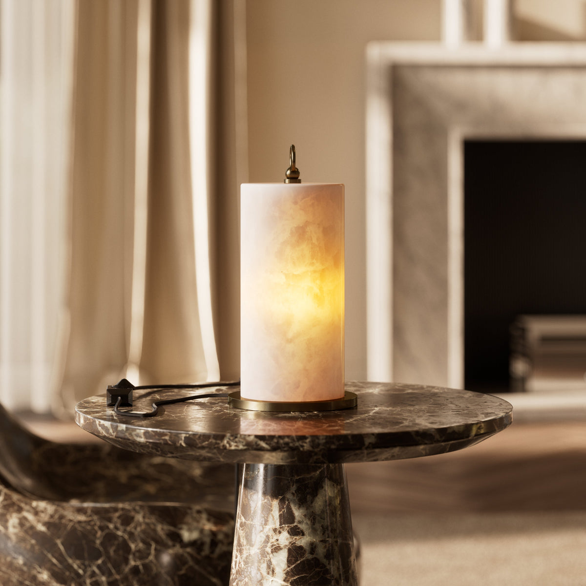 Ciara Alabaster & Burnished Brass Table Lamp