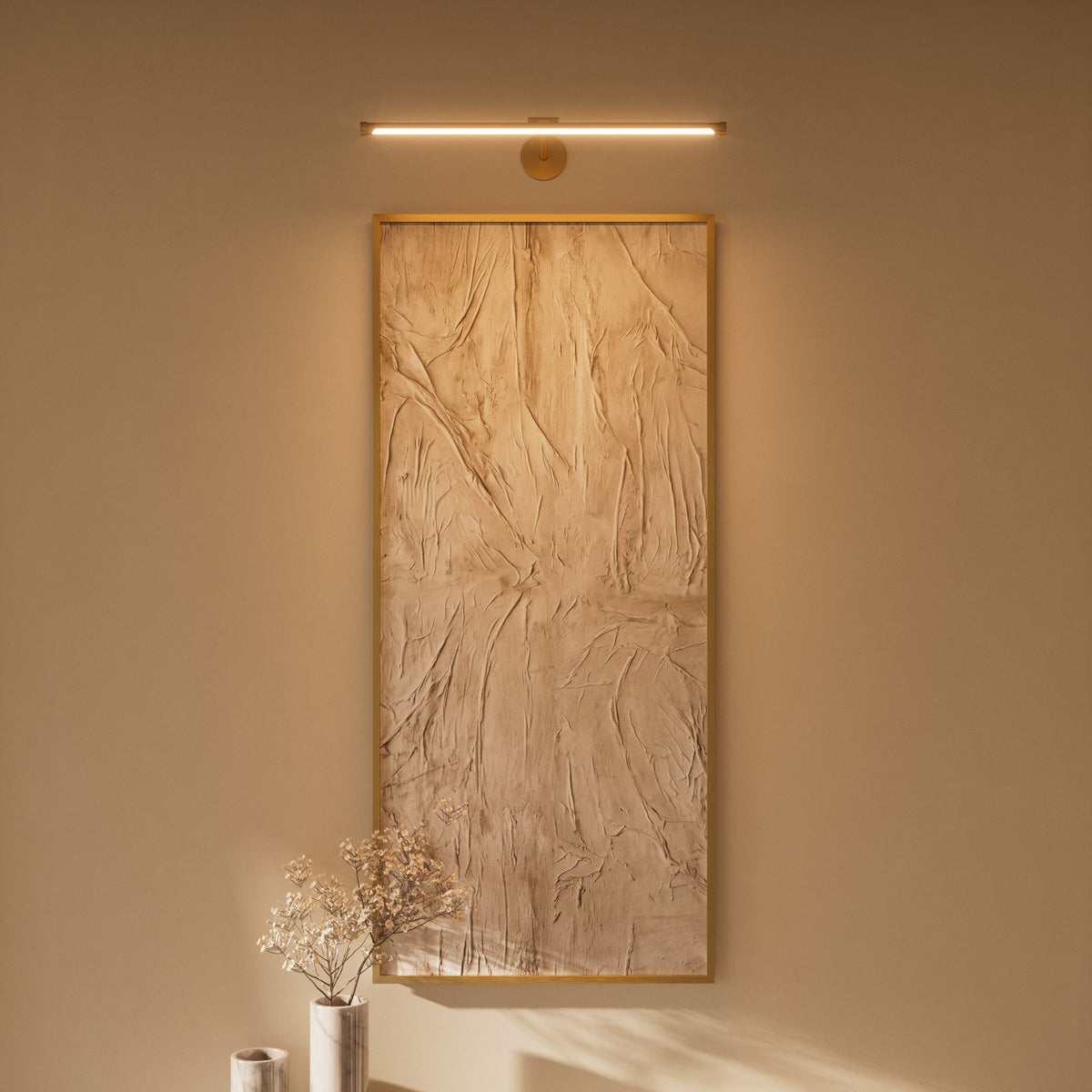Louvre Brushed Gold Dimmable LED Picture Light 600mm