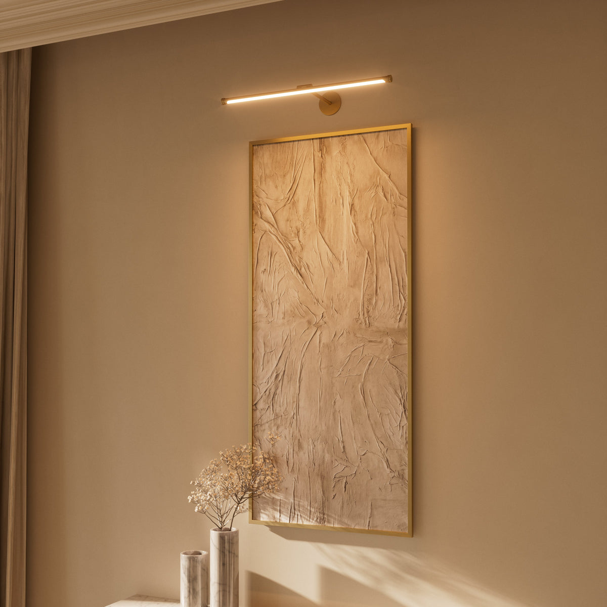 Louvre Brushed Gold Dimmable LED Picture Light 600mm