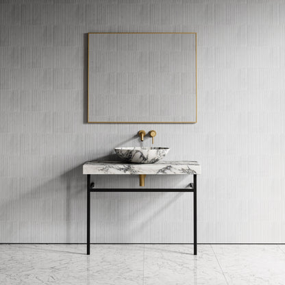 Lomazzo Arabescato Marble Countertop Matte Black Vanity Unit 1000mm