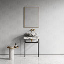 Lomazzo Arabescato Marble Countertop Matte Black Vanity Unit 600mm