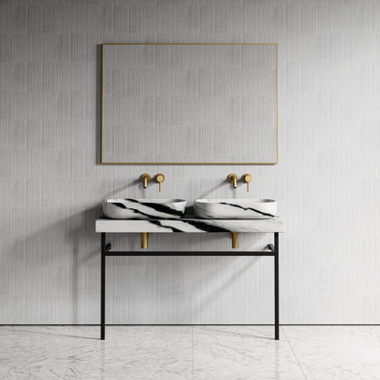 Lomazzo Panda Marble Countertop Matte Black Vanity Unit 1200mm