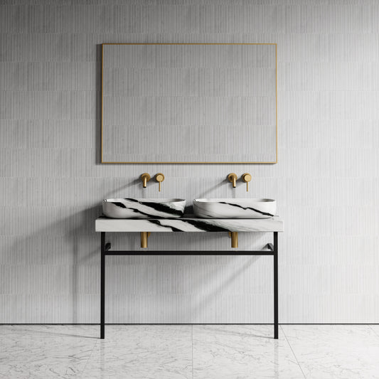 Lomazzo Panda Marble Countertop Matte Black Vanity Unit 1200mm