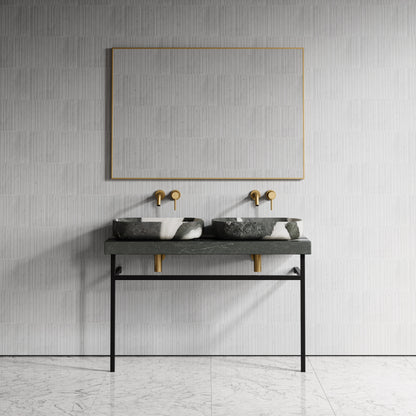 Lomazzo Panda Marble Countertop Matte Black Vanity Unit 1200mm