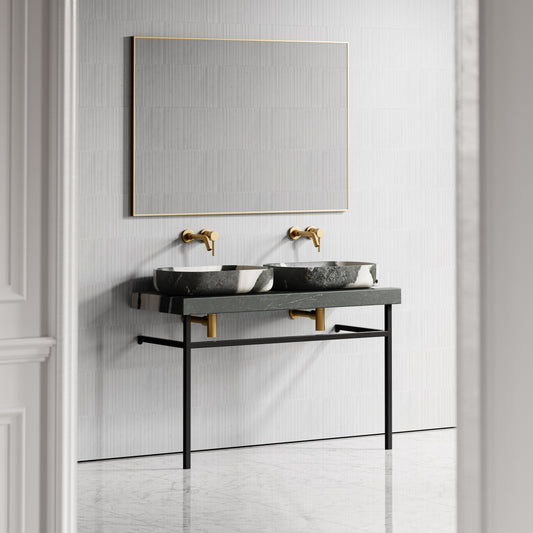 Lomazzo Panda Marble Countertop Matte Black Vanity Unit 1200mm