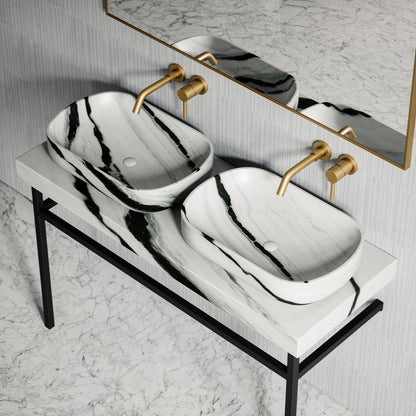 Lomazzo Panda Marble Countertop Matte Black Vanity Unit 1200mm