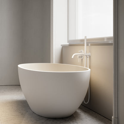 Luxe Silk Matte White Wall Mounted Bath Shower Mixer Tap
