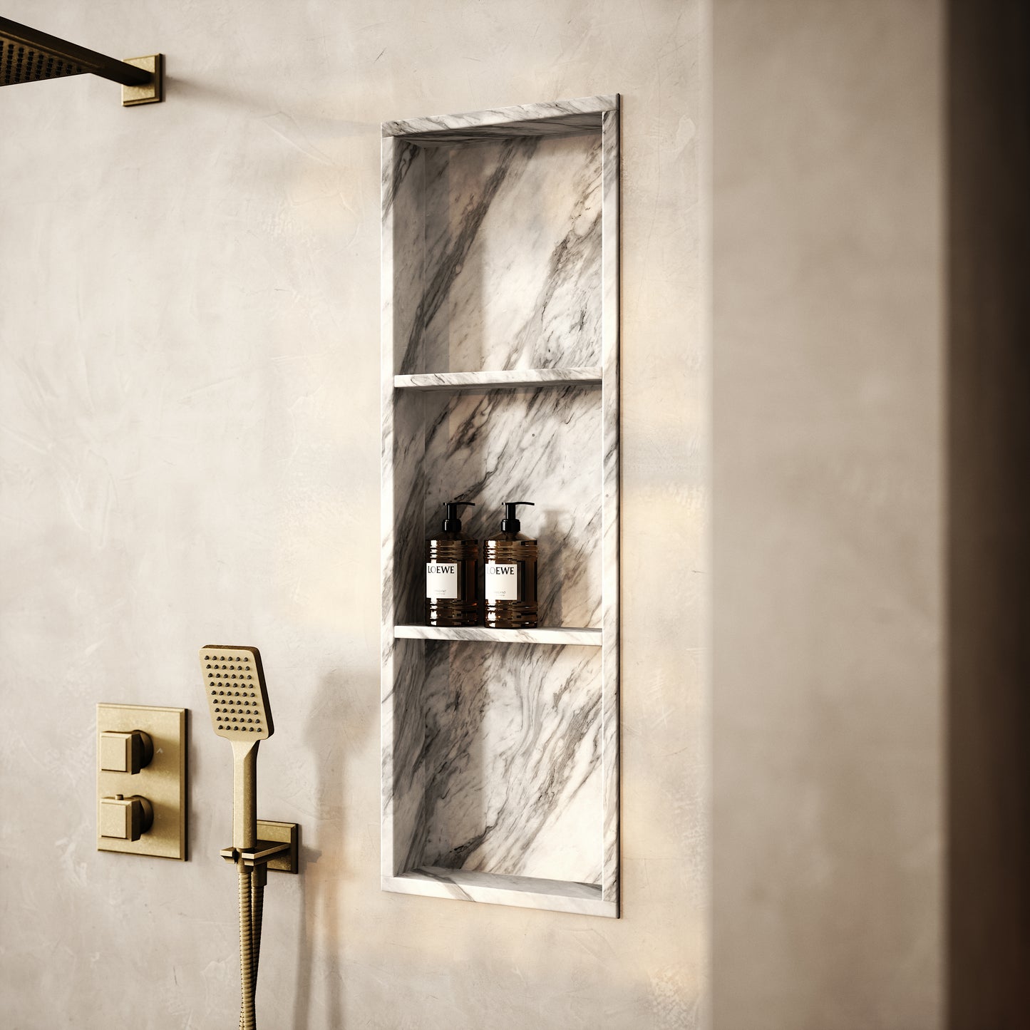 Almara Volakas Marble Bathroom Shower Niche 900mm