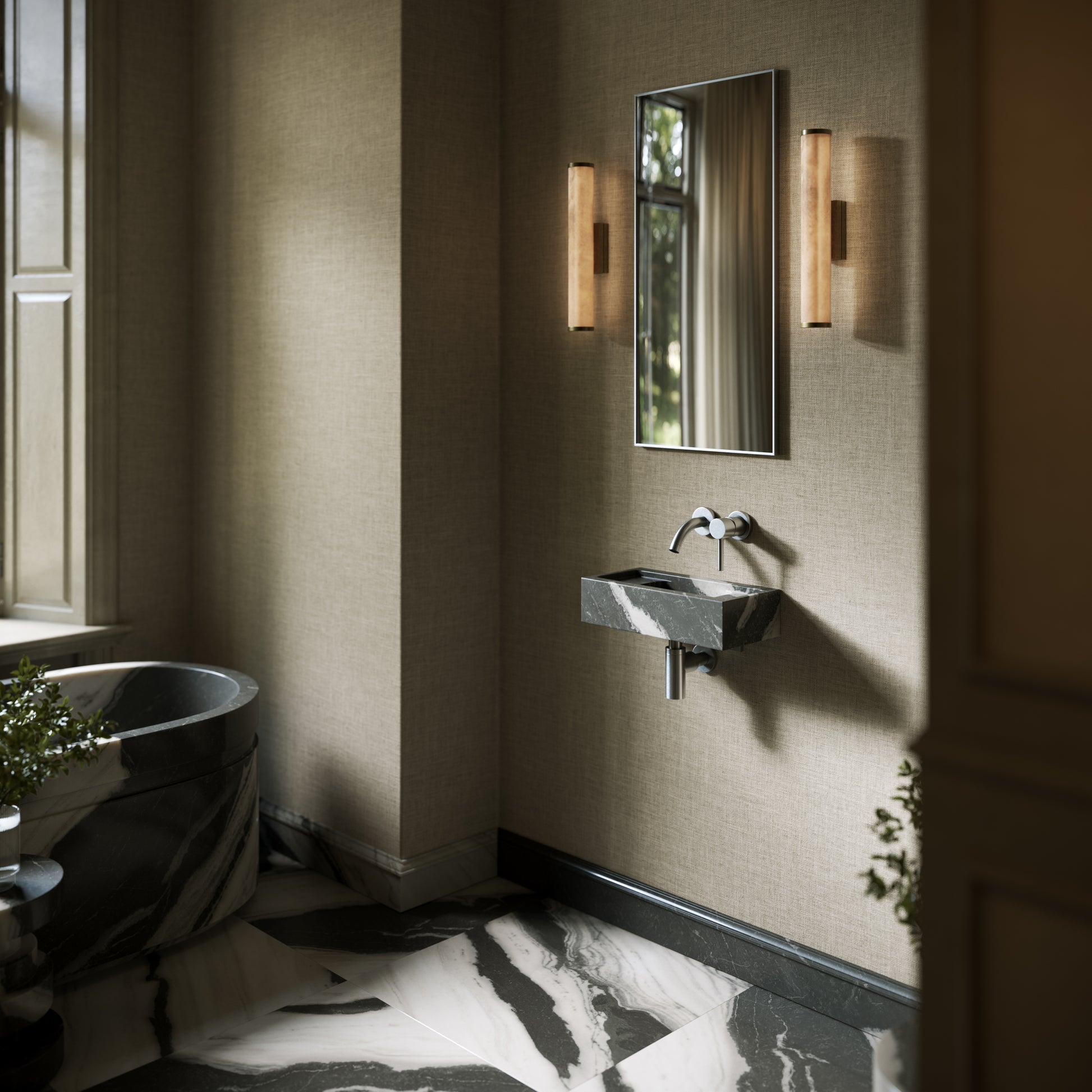 Artista Panda Marble Wall Hung Basin 400 - 1200mm