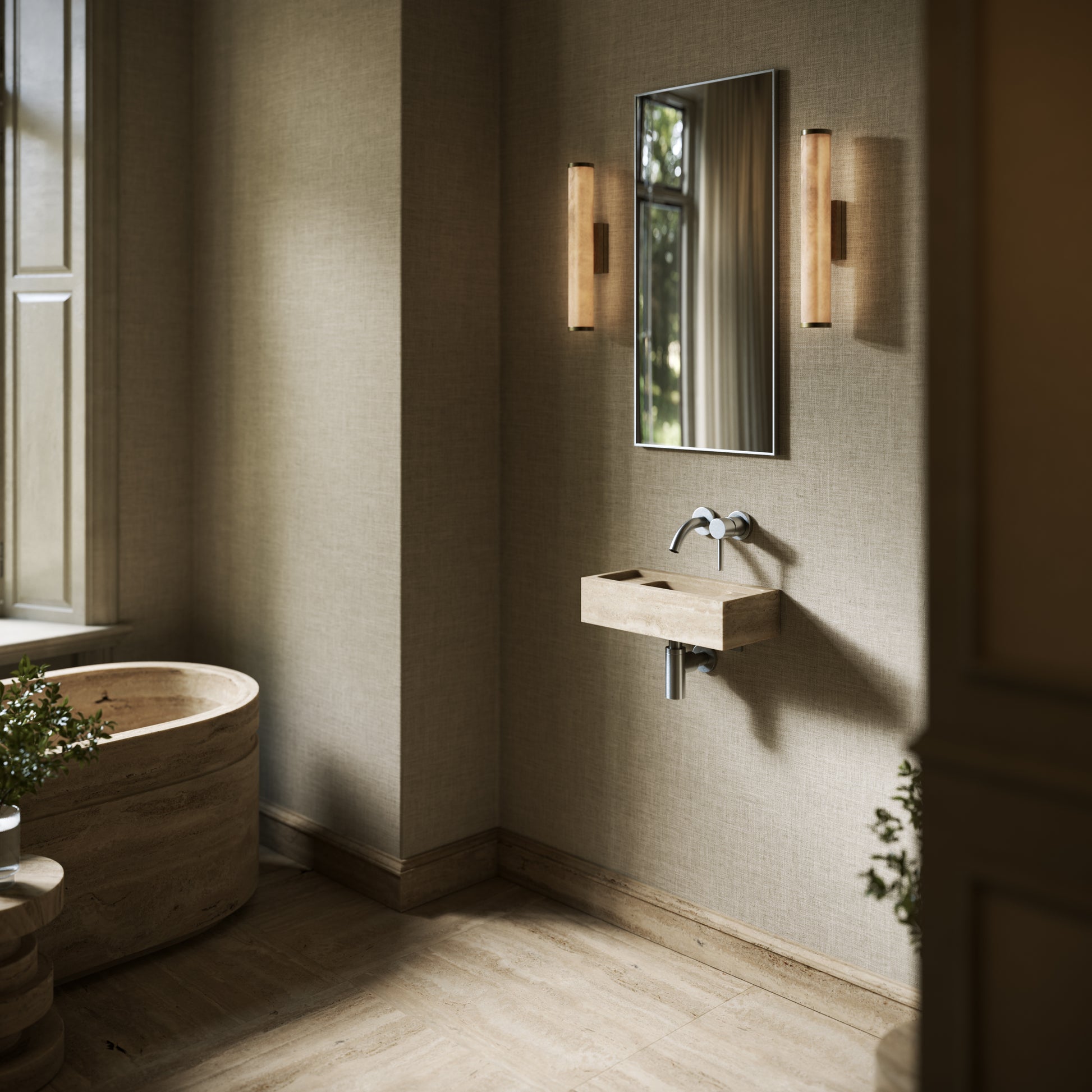 Artista Travertine Stone Wall Hung Basin 400 - 1200mm