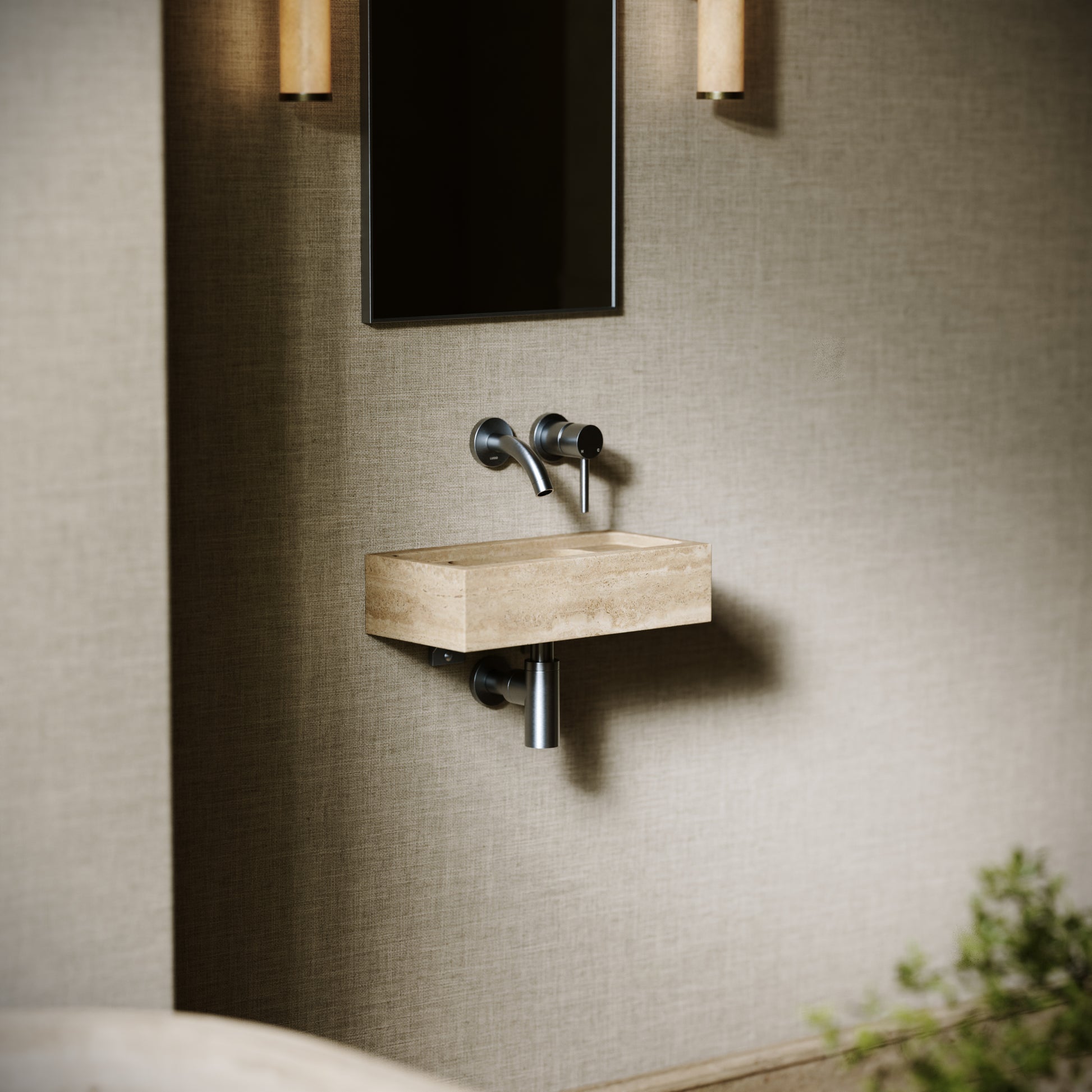 Artista Travertine Stone Wall Hung Basin 400 - 1200mm