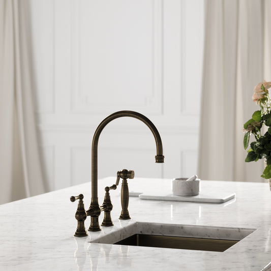 Asbury 4-Hole Traditional Kitchen Tap Brushed Bronze
