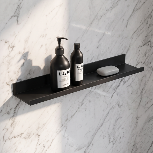 Designo Matte Black Floating Bathroom Shelf 600mm