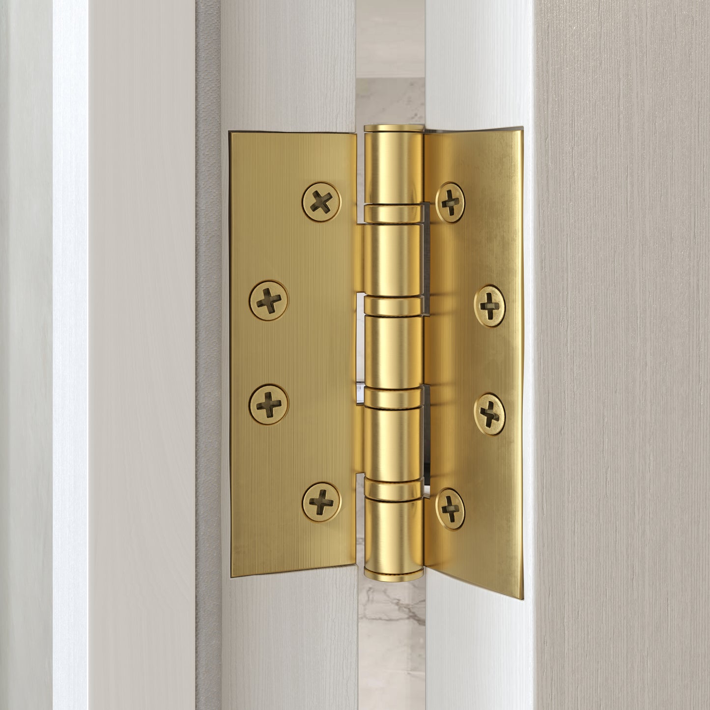 Luxe Knurled Brushed Gold Door Handle and Hinge Bundle