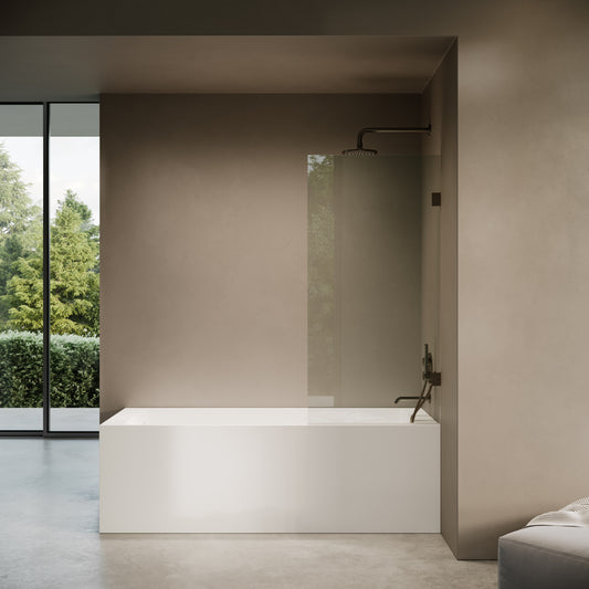 Cabina Brushed Bronze Frameless Hinged Bath Shower Screen 800mm