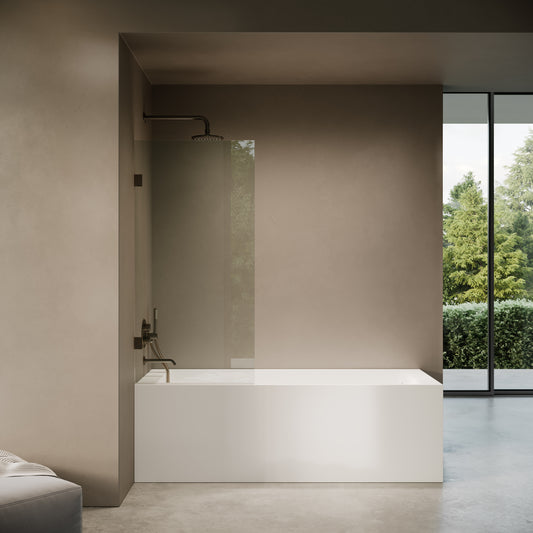 Cabina Brushed Bronze Frameless Hinged Bath Shower Screen 800mm