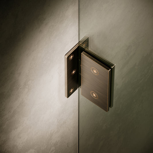 Cabina Brushed Bronze Frameless Hinged Bath Shower Screen 800mm