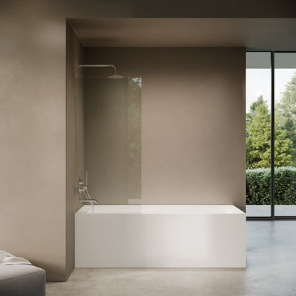 Cabina Brushed Stainless Frameless Hinged Bath Shower Screen 800mm