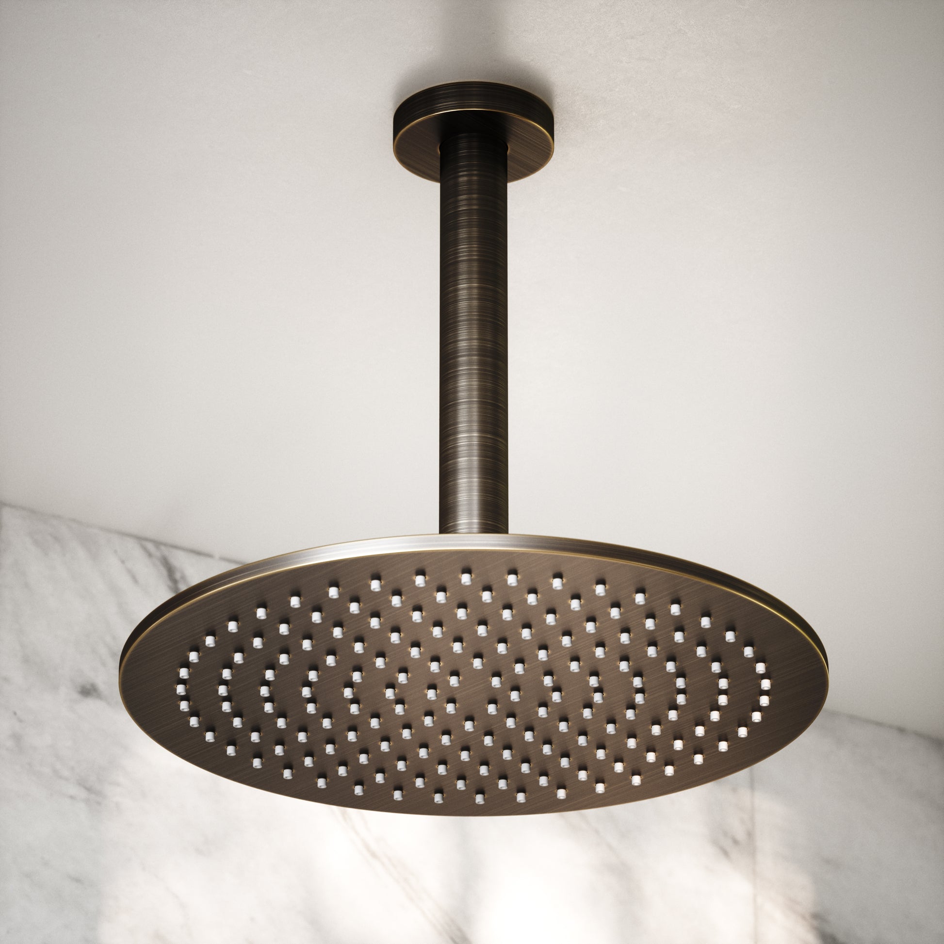 Brushed Bronze Ceiling Mount Shower Arm 200mm