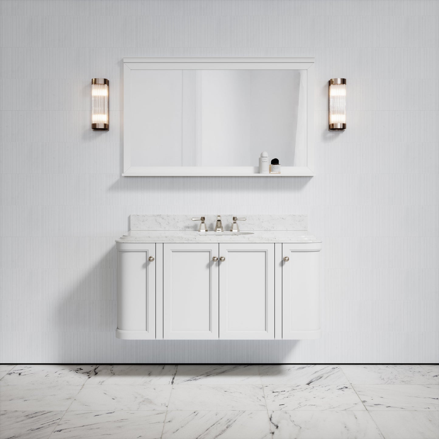 Charsley Carrara Marble Wall Mounted Vanity Unit (Primed White) 1200mm