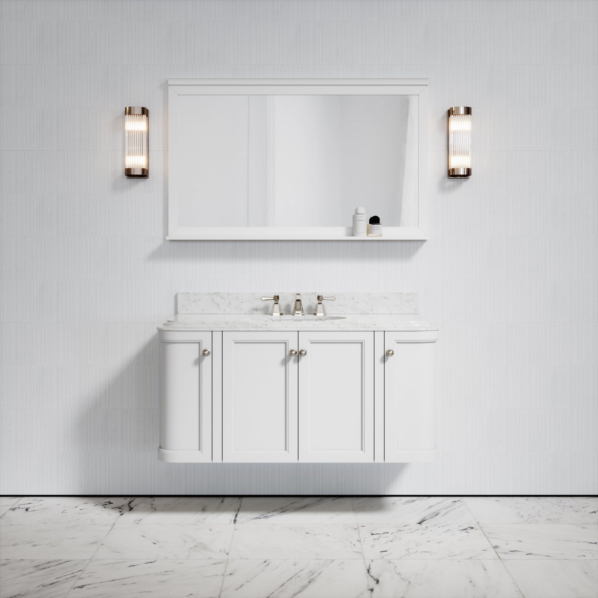 Charsley Carrara Marble Wall Mounted Vanity Unit (Primed White) 1200mm