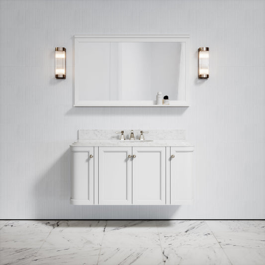 Charsley Carrara Marble Wall Mounted Vanity Unit (Primed White) 1200mm