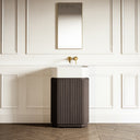 Chic Grey Oak Wood Grain Cylinder Vanity Unit 600mm